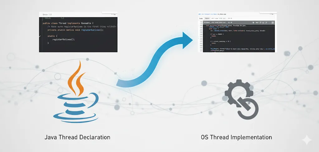 Java의 new Thread()는 어떻게 OS 커널 스레드가 될까?